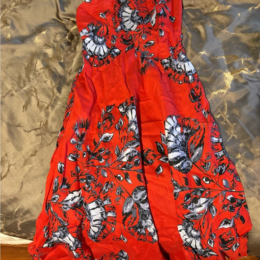 White House Black Market Red and Black Floral Dress